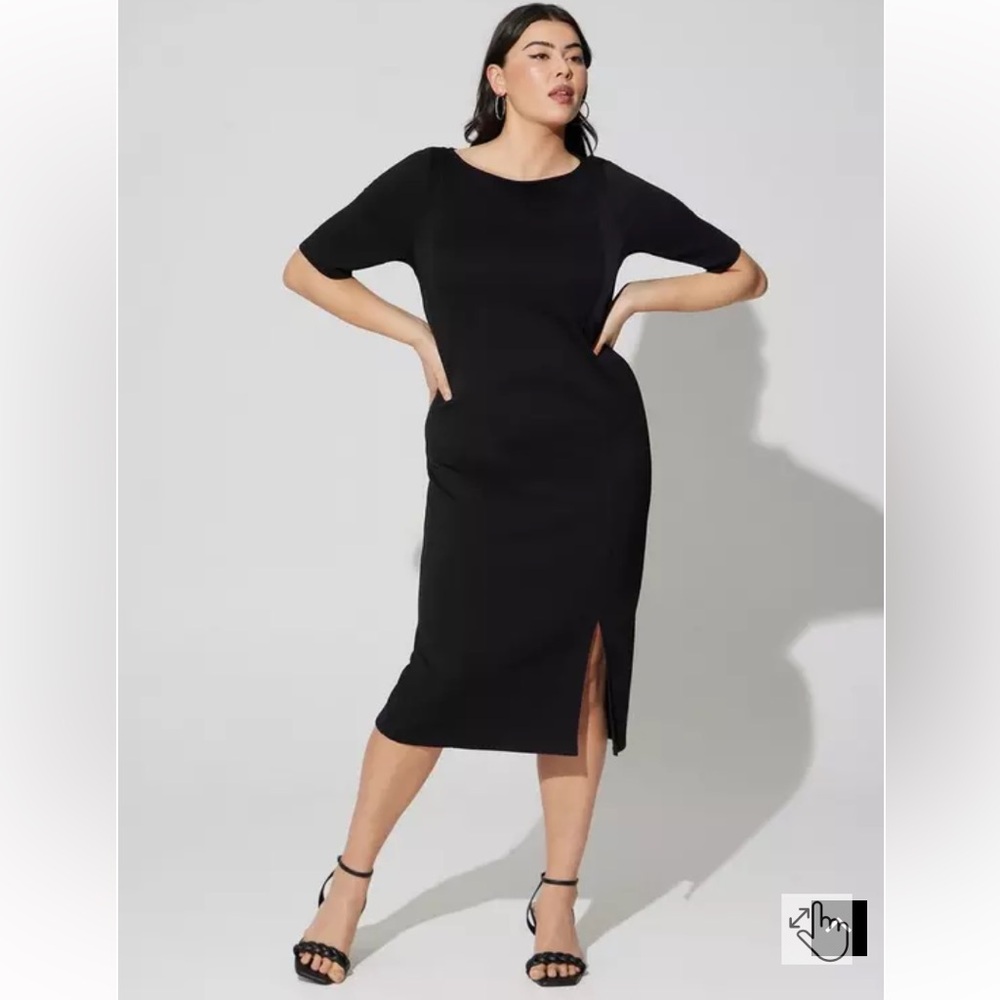 Torrid Black Short Sleeve Midi Studio Cupro Bodycon Dress size 2X